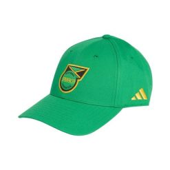 Czapka baseballowa Jamajka Coupe du Monde 2026. Zielone czapki męskie Adidas, bez wzorów, z bawełny, eleganckie. Za 176.18 zł.