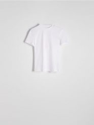 T-shirt regular - biały. Białe t-shirty damskie Reserved, l, bez wzorów, z bawełny, bez kołnierzyka. Za 29.99 zł.