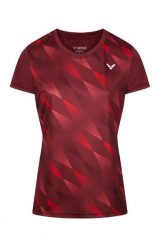 Koszulka sportowa damska VICTOR T-44102 D r. XS. Czerwone bluzki sportowe damskie VICTOR, xs, z materiału, bez kołnierzyka, bez ramiączek. Za 179.00 zł.