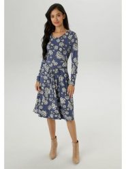 Aniston Sukienka w kolorze niebiesko-białym rozmiar: 40. Białe sukienki damskie Aniston, bez wzorów, z wiskozy, bez kołnierzyka, bez ramiączek, midi. Za 95.99 zł.