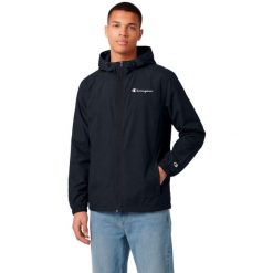 Kurtka męska Champion Windbreaker. Czarne kurtki męskie CHAMPION, m, bez wzorów, z materiału, klasyczne. Za 148.99 zł.