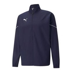 Kurtka do piłki nożnej męska Puma teamRISE Sideline. Niebieskie kurtki męskie Puma, m, bez wzorów, z materiału, bez kaptura. Za 125.99 zł.