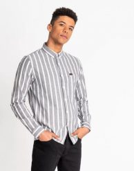LEE SLIM BUTTON DOWN MĘSKA KOSZULA W PASKI BLACK L66XRG01 112116799. Czarne koszule męskie Lee, l, bez wzorów, bez kołnierzyka, bez ramiączek. Za 129.99 zł.