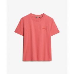 T-shirt z wyblakłym nadrukiem damski Superdry Essential. Czerwone t-shirty damskie Superdry., bez wzorów, bez kołnierzyka. W wyprzedaży za 117.40 zł.