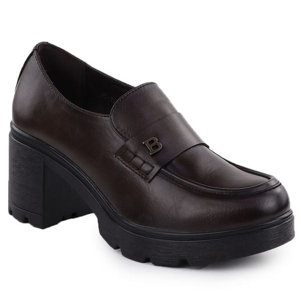 Półbuty mokasyny damskie na klocku brązowe Potocki SZ12700. Brązowe mokasyny damskie POTOCKI, ze skóry. Za 137.99 zł.