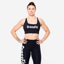 Stanik sportowy CrossFit®. Czarne biustonosze sportowe damskie NORTHERN SPIRIT, bez wzorów, z materiału. Za 129.99 zł.