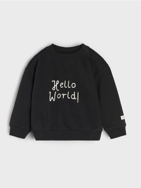 Bawełniana bluza crewneck z napisem - szary. Szare bluzy i bluzki niemowlęce Sinsay, bez wzorów, z bawełny, bez ramiączek, bez kaptura. Za 12.99 zł.