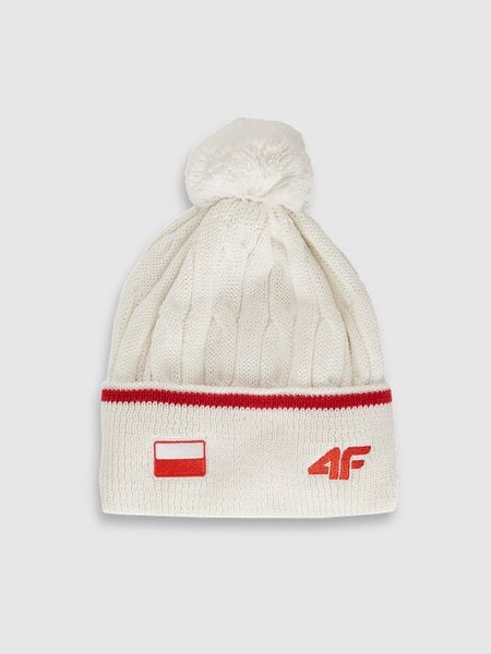 4F Czapka zimowa z wełną merino uniseks - biała M. Białe czapki męskie 4f, na zimę, bez wzorów, z wełny, klasyczne. Za 99.99 zł.