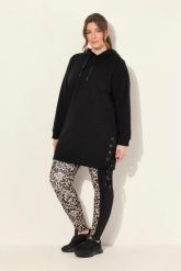 Damskie Długa bluza z kapturem tasiemka satynowa kaptur długi rękaw. Czarne bluzy z kapturem damskie Ulla Popken, plus size, z bawełny. Za 223.99 zł.