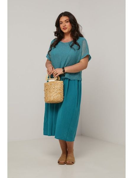 Curvy Lady Sukienka w kolorze morskim rozmiar: 44/46. Niebieskie sukienki damskie Curvy Lady, na co dzień, bez wzorów, klasyczne, bez kołnierzyka, bez ramiączek, maxi, proste. Za 169.67 zł.