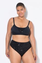 Damski Top bikini miękkie miseczki cekiny. Zielone bikini damskie Ulla Popken, bez wzorów, plus size. Za 154.99 zł.