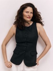 Lniana kamizelka - czarny. Czarne kamizelki damskie Reserved, l. Za 219.99 zł.