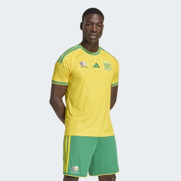 Koszulka podstawowa RPA 26. Żółte t-shirty sportowe męskie Adidas, s, z materiału, bez ramiączek, do piłki nożnej, climacool (adidas). Za 439.00 zł.
