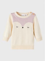 NAME IT Sweter 13207072 Écru Regular Fit. Swetry dziewczęce Name it, bez wzorów, z bawełny, bez kołnierzyka. Za 109.99 zł.