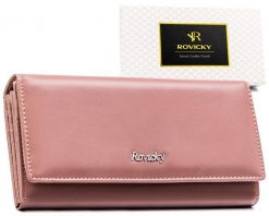 Portfel damski Rovicky RPX-24-ML różowy. Czerwone portfele damskie ROVICKY, bez wzorów, ze skóry. Za 61.99 zł.