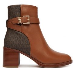 Botki MICHAEL Michael Kors. Brązowe botki damskie MICHAEL Michael Kors, bez obcasa, na słupku, bez zapięcia. Za 1,129.00 zł.