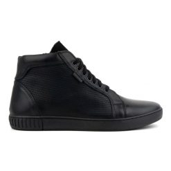 Olivier Buty męskie skórzane sztyblety sneakersy wysokie 427KNT czarne. Czarne sztyblety męskie ze skóry, bez zapięcia. Za 367.89 zł.