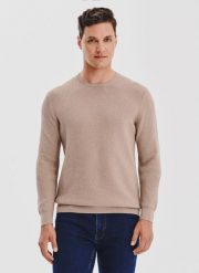 PAKO LORENTE - Sweter męski w kolorze beżowym. Brązowe swetry męskie Pako Lorente, na jesień, m, bez wzorów, z bawełny, bez kołnierzyka. Za 249.99 zł.