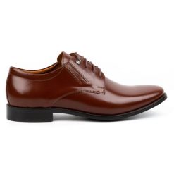 Olivier Buty meskie skórzane wizytowe lakierki 480 brązowe. Brązowe buty wizytowe męskie z materiału, bez zapięcia. Za 453.66 zł.