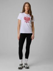 Koszulka kibica damska 4F 4FRSS26TTSHF4379. Białe t-shirty damskie 4f, s, bez wzorów, z bawełny, bez kołnierzyka. Za 79.99 zł.