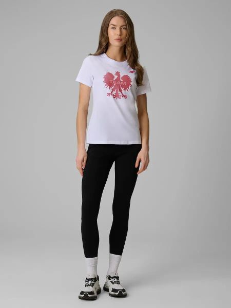Koszulka kibica damska 4F 4FRSS26TTSHF4379. Białe t-shirty damskie 4f, s, bez wzorów, z bawełny, bez kołnierzyka. Za 79.99 zł.