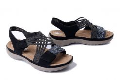 RIEKER 64889-00 black, sandały damskie. Czarne sandały damskie Rieker, bez wzorów, z gumy, bez obcasa. Za 237.93 zł.