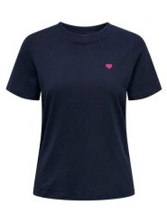 JDY Koszulka w kolorze granatowym rozmiar: L. Niebieskie bluzki damskie JDY, l, bez wzorów, z bawełny, bez kołnierzyka, bez ramiączek. Za 60.88 zł.