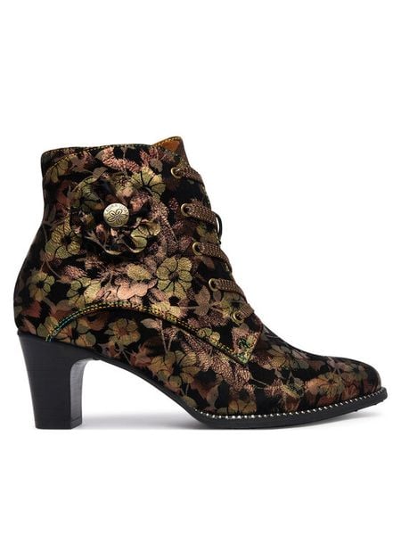 Laura Vita Trzewiki Elcodieo 01 Czarny. Czarne botki damskie Laura Vita, ze skóry, bez obcasa, na słupku, bez zapięcia. Za 339.99 zł.