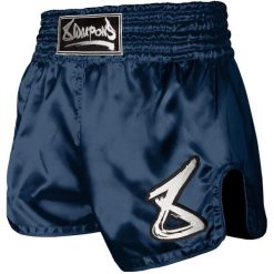 8 Weapons Spodenki Muay Thai Strike Granatowe/Białe. Niebieskie szorty damskie 8 WEAPONS, bez wzorów, z satyny, klasyczne. Za 245.50 zł.