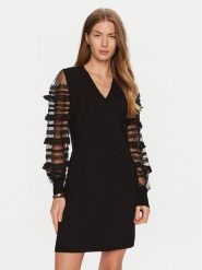 TWINSET Sukienka dzianinowa 241TP3530 Czarny Regular Fit. Czarne sukienki damskie Twinset, xs, bez wzorów, z dzianiny, bez kołnierzyka, bez ramiączek. Za 1,169.00 zł.