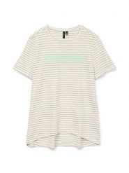 Vero Moda Koszulka "Simone" w kolorze kremowym rozmiar: M. Brązowe bluzki damskie Vero Moda, m, bez wzorów, z bawełny, bez kołnierzyka, bez ramiączek. Za 52.67 zł.