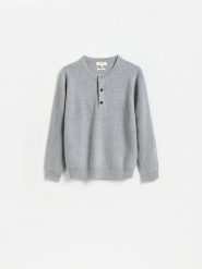 Sweter z wełny merino - jasnoszary. Szare swetry męskie Reserved, l, bez wzorów, z wełny, bez kołnierzyka. Za 239.99 zł.