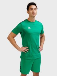 Koszulka Hummel Authentic. Zielone t-shirty sportowe męskie HUMMEL, l, z bawełny, bez ramiączek, do piłki nożnej. Za 190.00 zł.