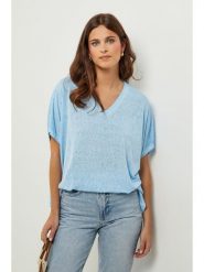 Lin Passion Tunika w kolorze błękitnym rozmiar: 38/40. Niebieskie tuniki damskie Lin Passion, bez wzorów, klasyczne, bez kołnierzyka, bez ramiączek. Za 113.99 zł.