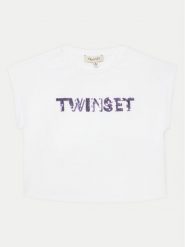 TWINSET T-Shirt 251GJ2537 Biały Regular Fit. Białe koszulki dziewczęce Twinset, bez wzorów, z bawełny, bez ramiączek. Za 179.99 zł.