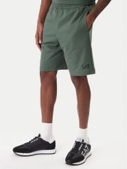 EA7 Emporio Armani Szorty sportowe 8NPS65 PJVRZ U7260 Zielony Regular Fit. Zielone szorty męskie EA7 Emporio Armani, bez wzorów, z bawełny, sportowe. Za 319.99 zł.