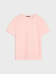 Koszulka z krótkim rękawem i motywem kwiatowym - różowy. Czerwone t-shirty damskie Sinsay, l, bez wzorów, bez kołnierzyka. Za 29.99 zł.