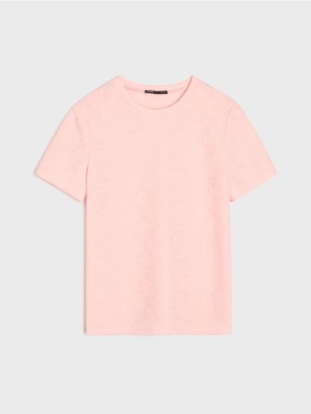 Koszulka z krótkim rękawem i motywem kwiatowym - różowy. Czerwone t-shirty damskie Sinsay, l, bez wzorów, bez kołnierzyka. Za 29.99 zł.