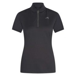 Damska koszulka jeździecka z zamkiem błyskawicznym Euro-Star Ramona. Czarne t-shirty damskie EURO-STAR, xs, bez wzorów, z materiału, bez kołnierzyka. Za 247.75 zł.