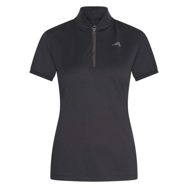 Damska koszulka jeździecka z zamkiem błyskawicznym Euro-Star Ramona. Czarne t-shirty damskie EURO-STAR, xs, bez wzorów, z materiału, bez kołnierzyka. Za 241.35 zł.