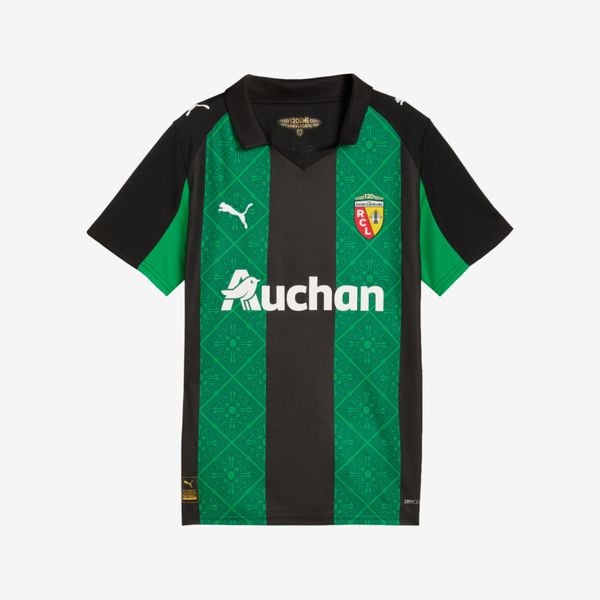 Koszulka piłkarska Puma RC Lens 24/25 wyjazdowa. Zielone bluzki damskie Puma, s, bez wzorów, ze lnu, sportowe, bez kołnierzyka, bez ramiączek. Za 389.99 zł.