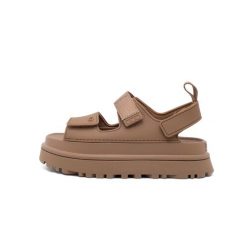Sandały Ugg Australian W Goldenglow Damskie. Brązowe sandały damskie Ugg, bez wzorów, z materiału, bez obcasa, na platformie. Za 449.00 zł.