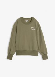 Miękka bluza z bawełną. Zielone bluzy bez kaptura damskie bonprix, z bawełny. Za 149.99 zł.