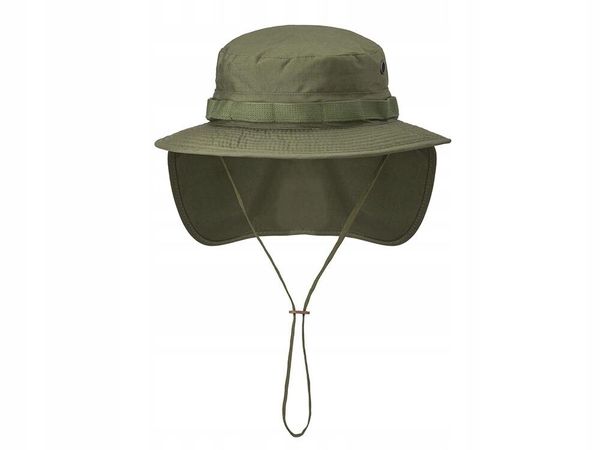 Kapelusz z odpinaną osłoną karku Olive Green. Zielone kapelusze damskie HELIKON-TEX, bez wzorów, z bawełny. Za 63.99 zł.