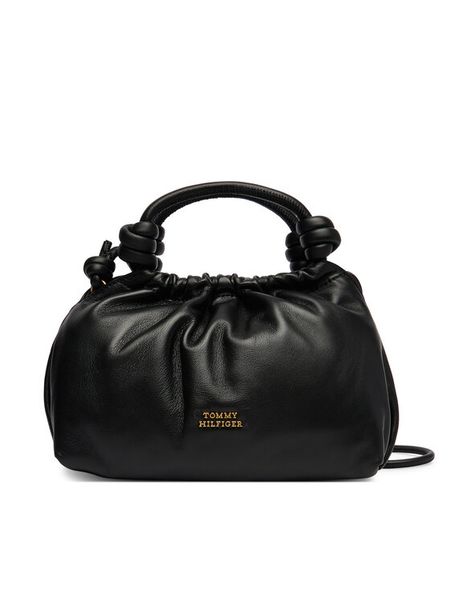 Tommy Hilfiger Torebka Th Soft Leather Med Crossover AW0AW18369 Czarny. Czarne torebki klasyczne damskie Tommy Hilfiger, bez wzorów, ze skóry, bez dodatków. Za 849.99 zł.