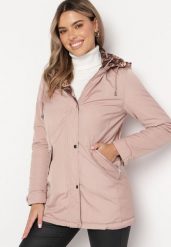Różowa Dwustronna Kurtka Parka z Kapturem i Ściągaczem Lunaris. Czerwone kurtki damskie Born2be, m, bez wzorów. Za 169.99 zł.
