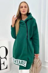 Bluza ocieplana z suwakiem ciemno zielona. Zielone bluzy z kapturem damskie KESI, l, z bawełny. Za 278.10 zł.