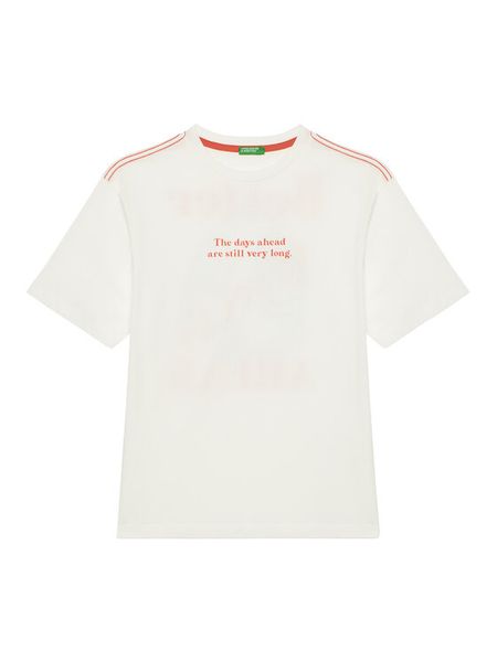 United Colors Of Benetton T-Shirt 3I1XC10P4 Écru Oversize. T-shirty chłopięce United Colors Of Benetton, bez wzorów, z bawełny, bez ramiączek. Za 39.99 zł.