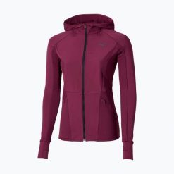 Kurtka do biegania damska Mizuno Active Warm Hybrid Full Zip Hooded. Fioletowe kurtki damskie Mizuno, bez wzorów, bez kaptura. Za 229.99 zł.