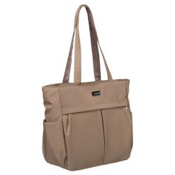 Shopperka beżowa Peterson PTN CTY-14. Brązowe shopper bag damskie Peterson, bez wzorów, z nylonu, na ramię, duże, bez dodatków. Za 89.99 zł.